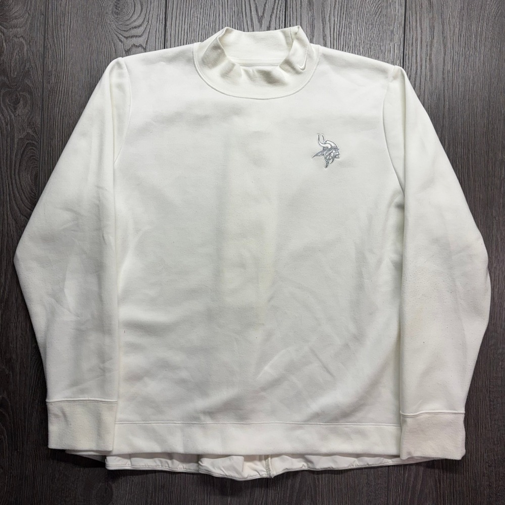 Nike Minnesota Vikings Mock Neck Back Zip Sweatshirt Mens XL Cream Dri-FIT
